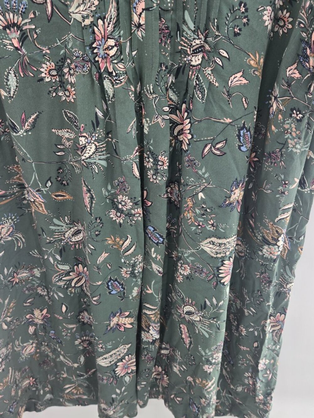 J. Jill Green Floral Pintuck Shirt Dress Rayon Size 3x - Picture 5 of 13